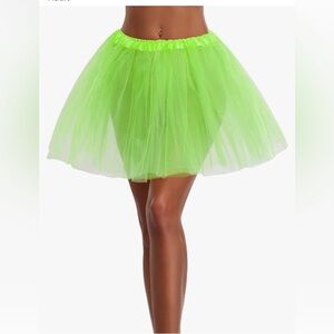 3,Layer Elastic Green Tulle Tutu Skirt, One Size,  for Women, Teen, Adult